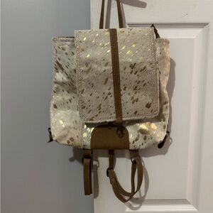 Myra Bag Gold and Brown Women's Backpack